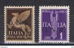 R.S.I.:  1944  P.A. ALLEGORIE  -  2  VAL. N.  -  SASS. 118 + 121 - Airmail
