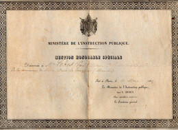 VP21.719 - PARIS 1865 - RF - Mention Honorable Spéciale Décerné à Mr Paul LE BAS De La Commune De NOTRE DAME DE TOUCHET - Diplômes & Bulletins Scolaires