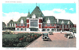 3649 – Québec – Union Train Station – Gare – 1925-1930 Cars Voitures – By Librairie Garneau – Good Condition – 2 Scans - Québec - La Cité