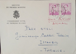 BELGIUM  1967  DU PREMIER MINISTRE-PARK HOTEL COVER SENT TO TURKEY WITH LABELS  F VF - Lettres & Documents