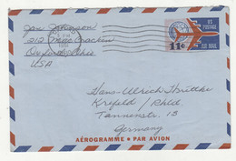 US Postal Stationery 11c Aerogramme Posted 1961 To Germany B230301 - 1961-80