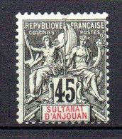 Col33 Colonie Anjouan N° 18 Neuf X MH Cote : 180,00€ - Unused Stamps