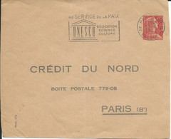 ENTIER MARIANNE DE MULLER 25c CREDIT DU NORD OBLITERATION OMEC UNESCO PARIS DE 1962 LETTRE COVER - Enveloppes Repiquages (avant 1995)