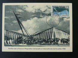 Carte Maximum Card Pavillon De La France Exposition Universelle Bruxelles 1958 Ref 101772 - 1958 – Bruselas (Bélgica)