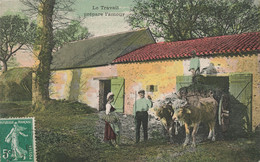 Agriculture - Le Travail Prépare L'amour - Colorisé - Attelage - Boeuf  - Carte Postale Ancienne - Spannen