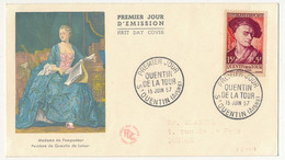 FRANCE => FDC 15F + 5F QUENTIN De La TOUR - Premier Jour St Quentin (Aisne) 15 Juin 1957 - 1950-1959
