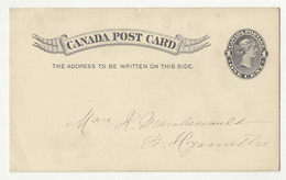 Canada Old QV Postal Stationery Postcard Written (on Both Sides) But Probably Not Posted B230301 - 1860-1899 Reinado De Victoria