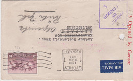 Australia Cachets Sydney 21 AUG 1944 N.S. WAUST + 3 Passed By Censor 5 YT Poste Aérienne N°5 Seul Sur Lettre - Briefe U. Dokumente