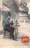 Militaria - Militaire écrit Une Lettre à Sa Femme - Flirt - Le Rêve - Carte Postale Ancienne - Patriotiques