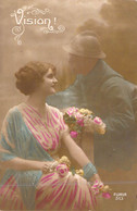 Militaria - Femme écrit à Son Mari Militaire - Flirt - Vision !   - Carte Postale Ancienne - Patriotic