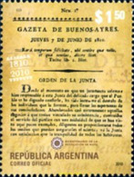 252490 MNH ARGENTINA 2010 BICENTENARIO DE LA Iª APARICION DEL SEMANARIO LA GAZETA DE BUENOS AIRES - Usados