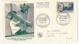FRANCE => FDC  12F Antoine BECLERE - Premier Jour PARIS 13 Avril 1957 - 1950-1959