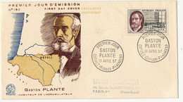 FRANCE => FDC  8F Gaston PLANTE - Premier Jour Orthez 13 Avril 1957 - 1950-1959