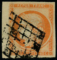 Oblitéré N° 5, 40c Orange BdF, Oblitéré Grille, TB, Signé Calves - Other & Unclassified