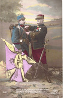 Militaria - Militaire écrit Une Lettre à Ces Amis - Bien à Sa Place Est Sur Son Coeur.. -  Carte Postale Ancienne - Patriottiche