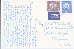 NATIONS UNIES  OMS  Ansichtskarte  PPC  1962 To USA  Palais Des Nations - Aéreo