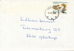 Greenland Cover Sent To Denmark 16-6-1992 Single Franked - Cartas & Documentos