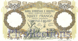 ALBANIA 20 FRANGA  1939 PICK 7 VF+ - Albanië