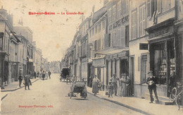 CPA 10 BAR SUR SEINE LA GRANDE RUE   Animée Commerces  1906 - Bar-sur-Seine