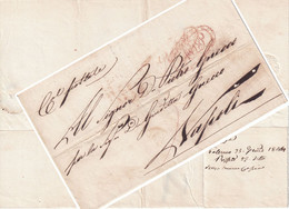 25/1/1844 - Da Palermo A Napoli - Vapori Postali + AGDP + Lineare Palermo + Doppio Cerchio Napoli - 1. ...-1850 Prefilatelia