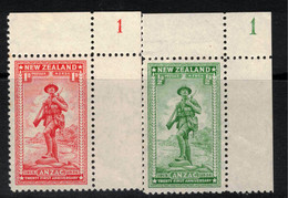 NZ 1936 ANZAC Plate Numbers SG 591-2 HM #AIP19 - Unused Stamps