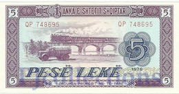 ALBANIA 5 LEKE 1976 PICK 42a UNC - Albanië