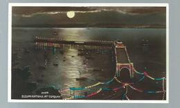 Devon  Postcard Torquay Illuminations On Pier Rp Harvey Barton - Torquay