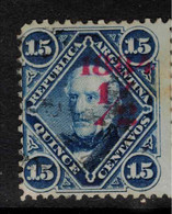 ARGENTINA 1884 1/2c On 15c Deep Blue Opted Carmine SG 92 U #AHR11 - Used Stamps