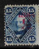 ARGENTINA 1884 1/2c On 15c Deep Blue Opted Carmine SG 92 U #AHR11 - Gebruikt