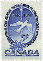 250396 HINGED CANADA 1955 10 ANIVERSARIO DE LA ORGANIZACION DE LA AVIACION CIVIL INTERNACIONAL - 1952-1960