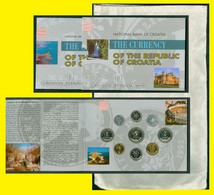 Croatia 1993 Complete Official Mint Coin Set From 1993 Kuna Lipa Presentation Package ENGLISH With ORIGINAL Treasury Bag - Croacia