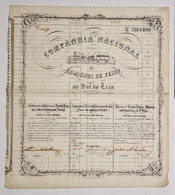 PORTUGAL - LISBOA-Cª. Nacional De Caminhos De Ferro Ao Sul Do Tejo- Acções De Rs.100$000 - Nº 1649 - 31DEZ1858 (RARO) - Transporte