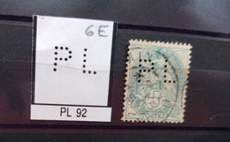 FRANCE PL 92 TIMBRE  INDICE 6 SUR 111 PERFORE PERFORES PERFIN PERFINS PERFO PERFORATION PERFORIERT - Oblitérés