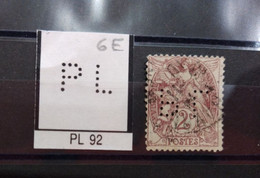 FRANCE PL 92 TIMBRE  INDICE 6 SUR 108 BLANC PERFORE PERFORES PERFIN PERFINS PERFO PERFORATION PERFORIERT - Used Stamps