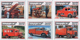 72028 MNH CAMBOYA 2001 VEHICULOS DE BOMBEROS - Sapeurs-Pompiers