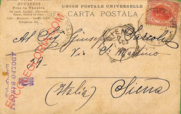 Ad5993 - ROMANIA - POSTAL HISTORY - INDEPENDANCE ROUMAINE Postmark On Postcard 1903 - Covers & Documents