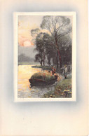 Illustrateur - Non Signée  - Homme Dans Une Barque - Homme Avec Une Faux - Carte Postale Ancienne - 1900-1949
