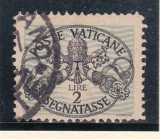 1946 Vaticano Vatican SEGNATASSE  POSTAGE DUE 2L Righe Larghe Carta Bianca Usato USED - Segnatasse