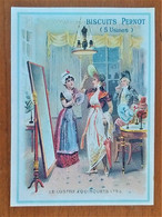 Ancien Chromo BISCUIT PERNOT (5 Usines) Le Lustre à Quinquets 1796 Chapeau Robe Miroir Porte-chapeau - Pernot