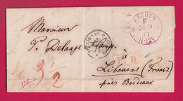 CACHET DE FRANCHISE MILITAIRE GUERRE 1870 AACHEN AIX LA CHAPELLE ALLEMAGNE 1871 POUR LIBOURNE GIRONDE LETTRE COVER - Guerre De 1870