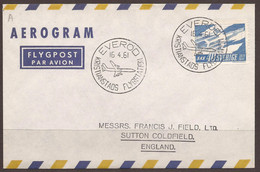 SWEDEN. AEROGRAMME / AIRMAIL. 1961. EVEROD CANCEL. ADDRESSED TO SUTTON COALFIELD. - Covers & Documents