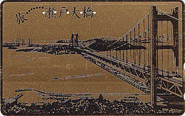 Télécarte DOREE Ancienne JAPON / 110-011 - PONT & Bateau - YOKOHAMA BAY BRIDGE & Ship JAPAN GOLD Phonecard - 1052 - Bateaux