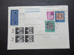 1950 Bizone Bauten Nr.95 Und Nr.73 Eckrand 4er Block MiF Mit BRD Nr.113 Und 115 Mit Luftpost Nach Vancouver Canada!! - Briefe U. Dokumente