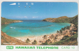 HAWAII (Tamura)- Hanauma Bay , Green Letters (Bronze Back), 10 U, Tirage 10.000 ,used - Hawaii