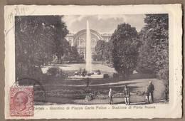 CPA ITALIE - TURIN TORINO - Giardino Di Piazza Carlo Felice + Stazione Di Porta Nuova GARE Animation - Stazione Porta Nuova