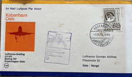 DENMARK TO NORWAY,GERMANY 1972, FIRST FLIGHT COVER, LUFTHANSA BOEING 737, ILLUSTRATE & CACHET, COPENHAGEN TO OSLO BOTH C - Cartas & Documentos