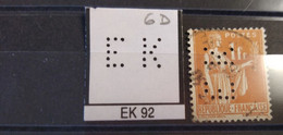 FRANCE EK 92 TIMBRE INDICE 6 SUR 286 PERFORE PERFORES PERFIN PERFINS PERFO PERFORATION PERFORIERT - Oblitérés