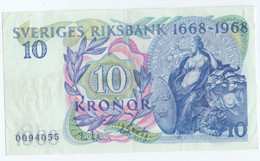 Sweden 10 Kronor 1968 300th Anniversary Sveriges Riksbank, 1668-1968, KM#56 - Svezia