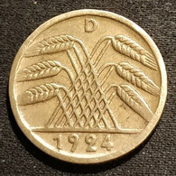 ALLEMAGNE - GERMANY - 5 REICHSPFENNIG 1924 D - KM 39 - 5 Reichspfennig