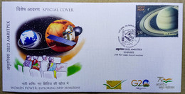 INDIA 2023 INDIAN WOMENS IN SPACE RESEARCH, SATELLITE LAUNCHING, ROCKET....AMRITPEX SPECIAL COVER - Asie